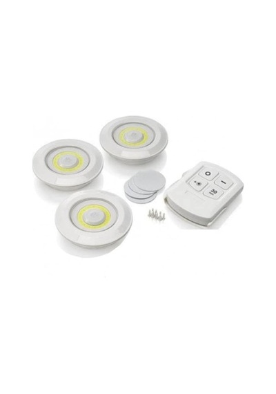Chermik Uzaktan Kumandalı Pilli Led Spot Lamba Ampul 3'lü Set Yapışkanlı Beyaz