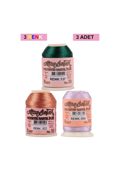 Jenerik 3 Adet Altınbaşak Oya Ve Dantel İpi 20 Gr - Royaleks - No: 822 - 554 - 137