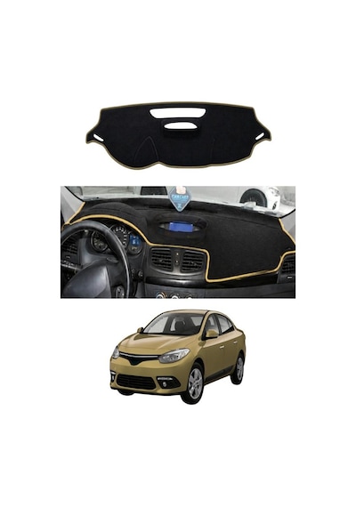 Renault - Fluence 2009-2016 Uyumlu Torpido Koruma Kılıfı - Taba Şeritli
