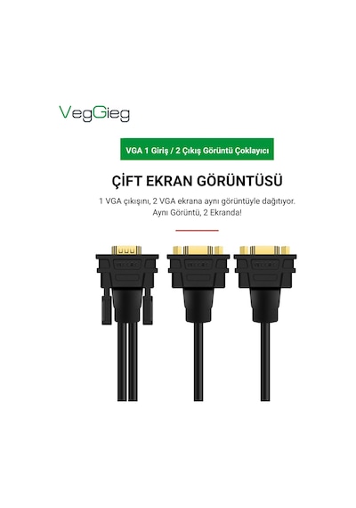 Veggieg V401 Vga To 2 Vga Çoklayıcı Splitter Y Kablo
