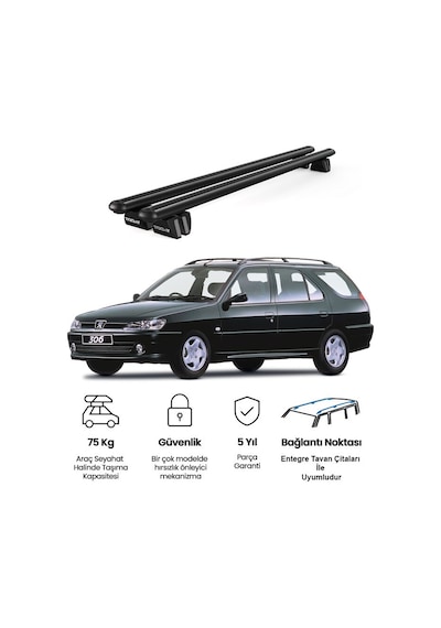 Pençe Peugeot 306 Sw 1993-2001 Uyumlu Siyah Ara Atkı 109cm Port Bagaj Tavan Barı