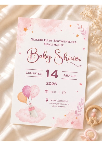 1000 Adet Ekonomik Baby Shower Davetiyesi Ve Zarf 05