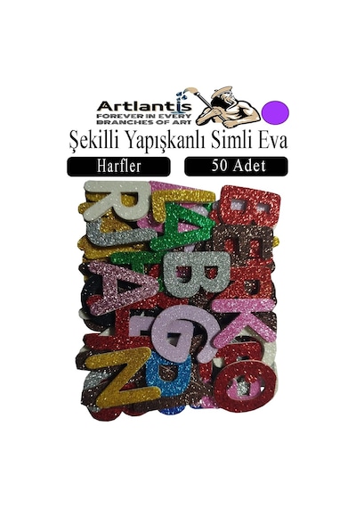 Şekilli Simli Eva Yapışkanlı 50 Li 1 Paket Kendinden Yapışkanlı Simli Eva Sticker Okul Öncesi Kreş Ana Sınıfı Mor