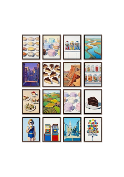 Wayne Thiebaud Eserleri 16'lı Sticker Seti Laptop Defter Ajanda Etiketi Çok Renkli