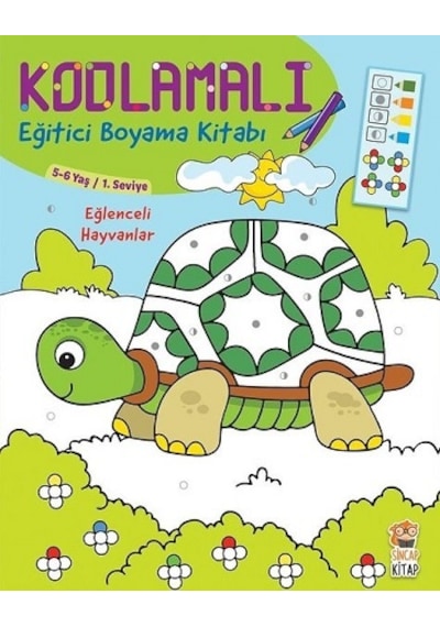Eğlenceli Hayvanlar 5-6 Yaş-Kodlamalı Eğitici Boyama Kitabı-1.Seviye- Sincap Kitap