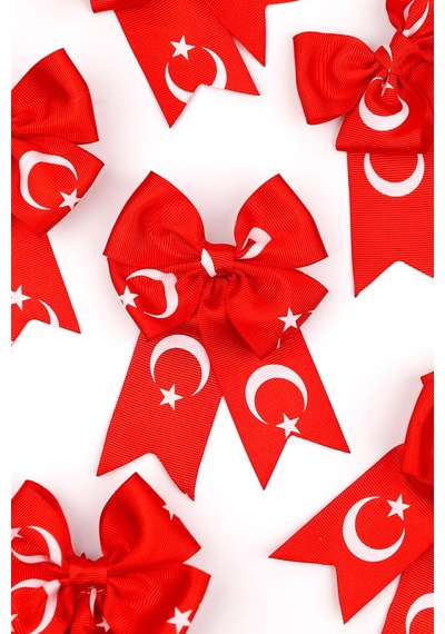 Kırmızı Ay Yıldızlı Kız Çocuk Klips Toka Kırmızı