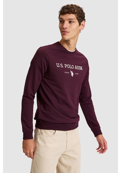 U.S. Polo Assn. Erkek Bordo Bisiklet Yaka Regular Fit Basic Sweatshirt 50333273-vr180 Dark Plum