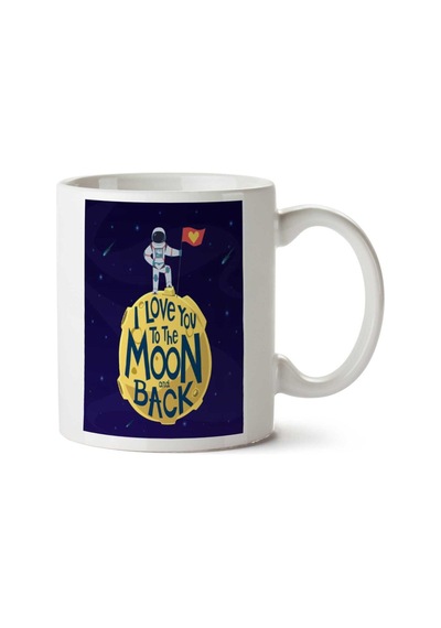 I Love You To The Moon And Back İki Tarafı Baskılı Kupa Bardak Çok Renkli