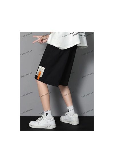 Tarzsokak Y2k Unisex Yaz Şort Bermuda Harajuka Anime Retro Kod-11612 Siyah
