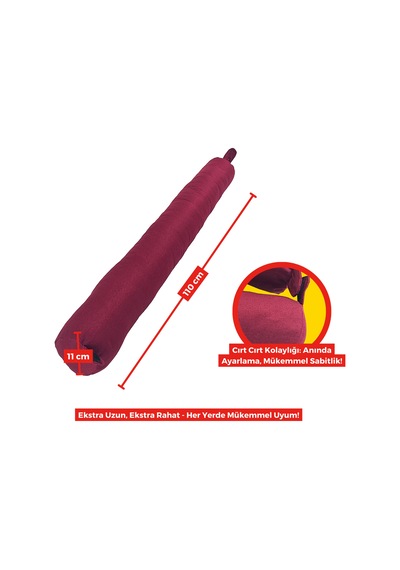 Xpermate Fermuarlı Cırt Cırtlı Seyahat Boyun Yastığı 110 CM Bordo