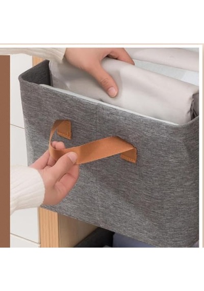 Dolap İçi Kumaş Kıyafet Düzenleyici Kutu 47x28x19.5 Cm - Katlanabilir Gardırop Raf İçi Düz Giysi Düzenleme Diğer