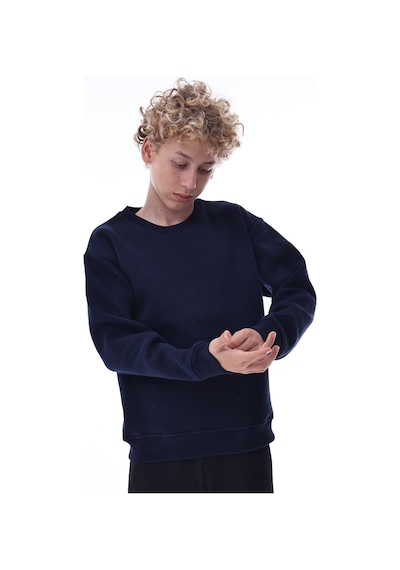 Lacivert Erkek Çocuk Sweat Pamuklu Rahat Kalıp Basic Uzun Kollu Lacivert