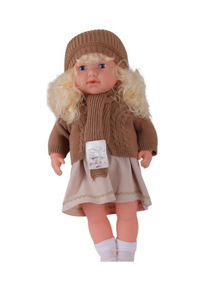 NessiWorld 7959 60 Cm Trikolu Hırkalı Saçlı Büyük Bebek Gri