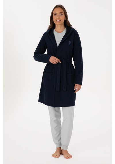U.S. Polo Assn. Kadın Lacivert Kemerli Sabahlık 50318881-VR033