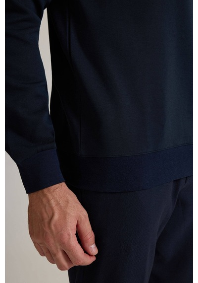 Ysf Erkek Lacivert Bisiklet Yaka Pamuklu Sweatshirt