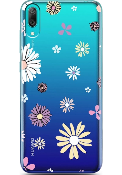 Huawei Y7 Pro 2019 Candy Floral Tasarımlı Süper Şeffaf Telefon Kılıfı Çok Renkli