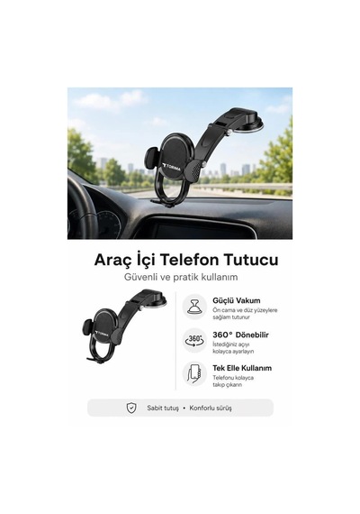 Premium Mobil Stant Pratik Aparat Telefon Tutucu Araç İçi Oto Aksesuarları Jx039 Siyah