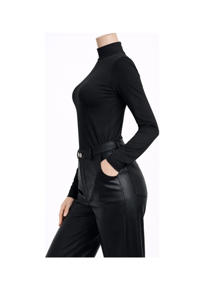Belpa Kadın Uzun Kollu Body Tekli Siyah