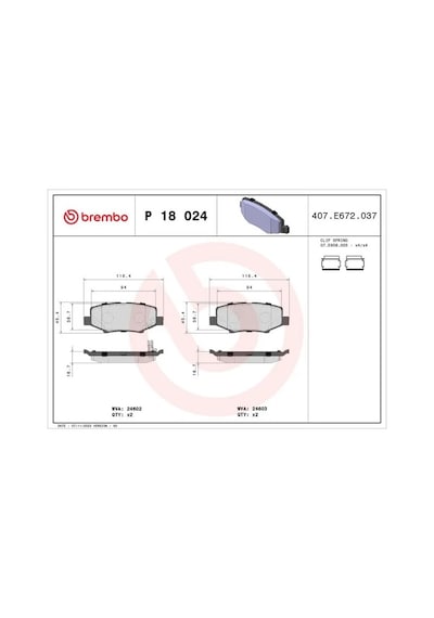 Dodge Nitro Arka Fren Balatasi 2007-2010 Brembo P18024
