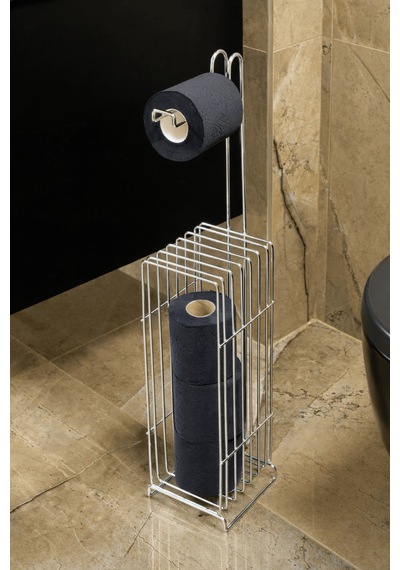 Parlak Silver Kare Köşeli Şık Tuvalet Kağıtlığı Ve Yedekli Rulo Standı, Banyo Düzenleyici, Dispenser Gümüş