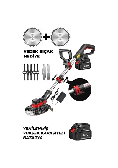 Şarjlı Çim Biçme Makinesi Tırpan 88v