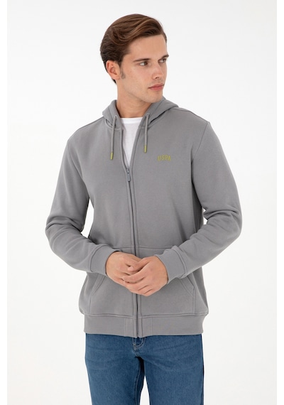 U.S. Polo Assn. Erkek Gri Şardonlu Örme Hırka 50293146-VR024