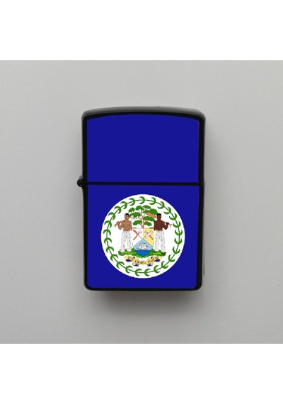 Belize Klasik Ülke Bayraklı - Benzinli Siyah Çakmak - Hediyelik Siyah