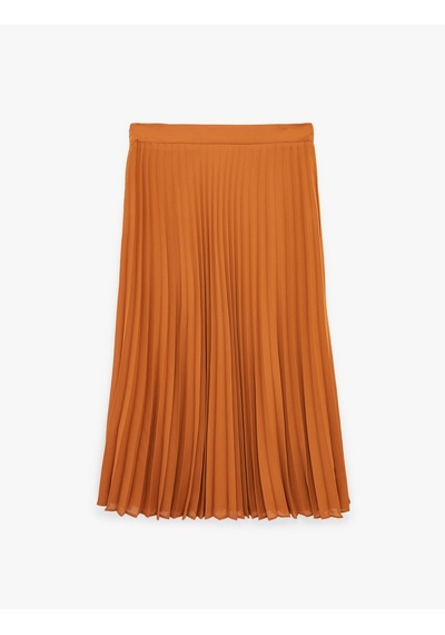 Koton Krep İnce Pileli Yüksek Bel Midi Etek Kiremit 6sak70076uw Terracotta