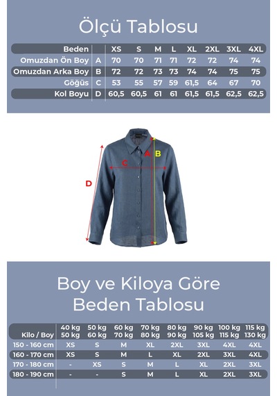 Goffra Kadın Gia %100 Doğal Keten Gömlek - Klasik Yaka Basic Minimalist Tasarım Lacivert W207-k0401-03