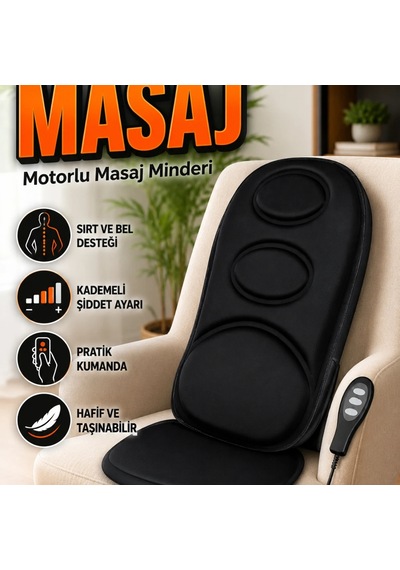 Motorlu Sırt Ve Bel Masaj Minderi 3 Motorlu Isıtmalı 9 Modlu Ayarlanabilir Masaj Koltuğu Pedi Çok Renkli