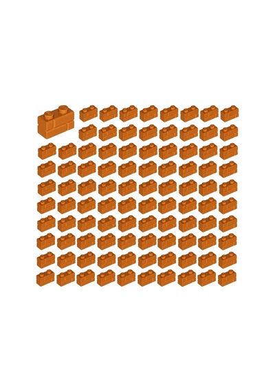 Yedek Parçalar: Modifiyeli Duvar Parçası: 100 Adet 1x2 Koyu Turuncu 98283 - Parts: Brick, Modified: 100 Piece 1x2 Dark Orange