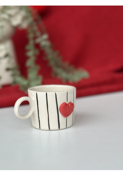 1 Adet Çizgili Kalp Mug Çok Renk