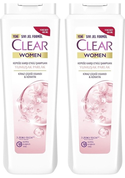 Clear Kepeğe Karşı Yumuşak ve Parlak Saçlar Şampuan 2 x 485 ML