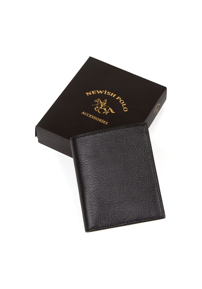 Newish Polo Erkek Hakiki Deri Cüzdan Ve Kartlık - New007 Siyah
