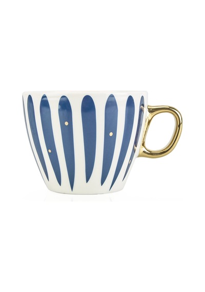 Kitchen New Bone Çizgili Gold Kulplu Kupa - Renkli - 430 Ml