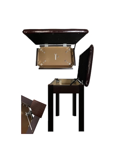 Midex TBX-144SR Üst Kalite Piyano Taburesi Gizli Bölmeli Kahve Renk (32x54x48)