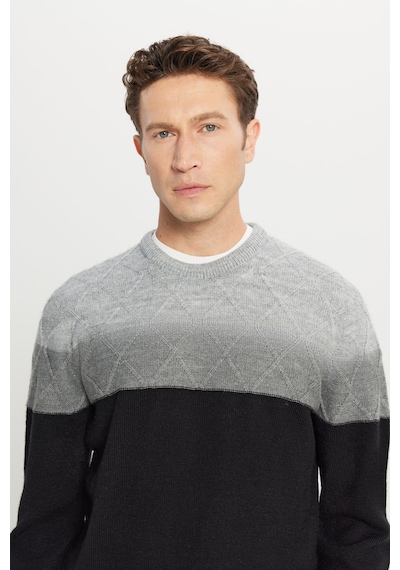 AC&Co / Altınyıldız Classics Erkek Grı-sıyah Standart Fit Normal Kesim Bisiklet Yaka Colorblock Desenli Yünlü Triko Kazak Gri - Siyah AC&Co / Altınyıldız Classics Erkek Grı-sıyah Standart Fit Normal Kesim Bisiklet Yaka Colorblock Desenli Yünlü Triko Kazak Gri - Siyah
