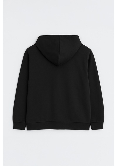 Mixray 2025 Kadın Fermuarlı Basic Kapüşonlu Modal Sweatshirt Hoodie Siyah