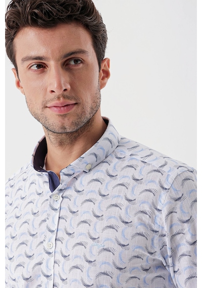 İmza Beyaz Uzun Kollu Baskılı Bez Ayağı Cepsiz Garnili Klasik Slim Fit Dar Kesim Gömlek 1004230228 Leylak Beyaz İmza Beyaz Uzun Kollu Baskılı Bez Ayağı Cepsiz Garnili Klasik Slim Fit Dar Kesim Gömlek 1004230228 Leylak Beyaz