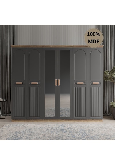 Pera 6 Kapak Mdf Gardırop Antrasit