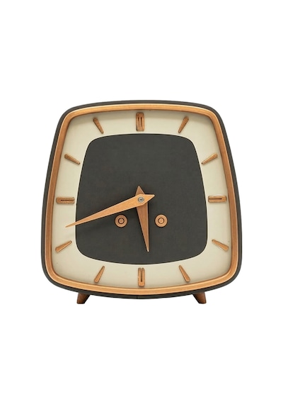 Fibrika Store Retro Tasarım Nostaljik Masa Saati Kahverengi-beyaz