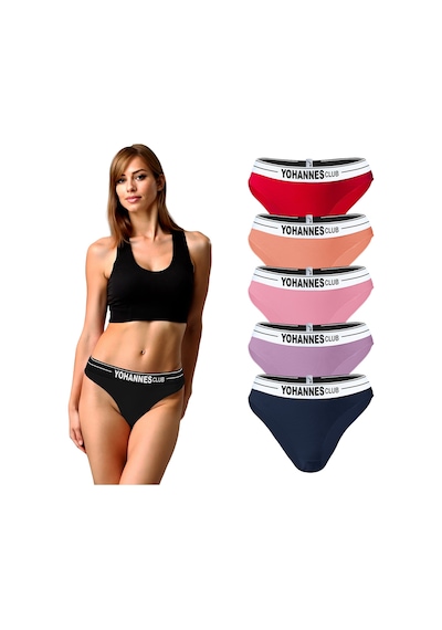 Yohannes Club, Kadın Lastik Kemerli Bikini Slip, Çok Renkli, Çoklu Paket Çok Renkli