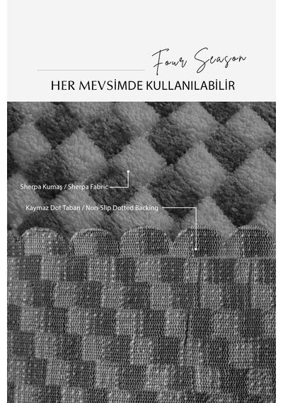 Aron Kürklü Koltuk Örtüsü 170x215 Cm Yumuşak Peluş Lüks Kaymaz Taban Kanepe Örtüsü Gri Antrasit