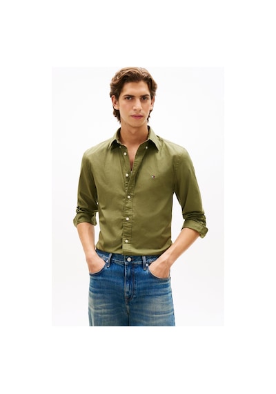 Tommy Hilfiger Erkek Flex Poplin Düz Renk Rf Yeşil Gömlek-13520 Yeşil