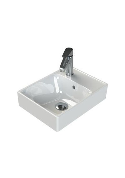 Turkuaz Cerastyle Sharp Etajer Uyumlu Damlalıklı Lavabo 40 30 Cm Beyaz