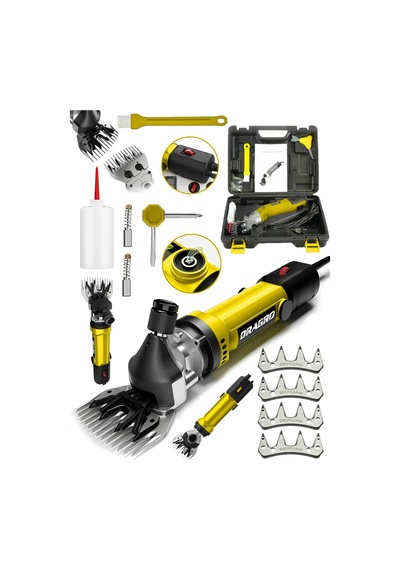 Dragro Alman Drg-4200w Devir Ayarli Bakir Sargili Çelik Şanzuman Koyun Keçi Kirkma Makinesi + 4 Üst Bıçaks