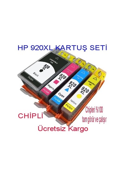 Hp 920Xl Chipli C/M/Y/Bk Uyumlu Kartuş Seti 6000/6500/7000/7500