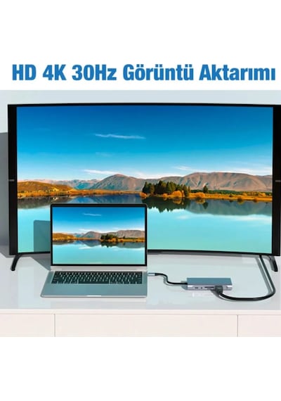 11in1 Type-c To Usb Hdmı 4xusb Rj45 Hdmi Vga Sd Tf Card Çevirici Adaptör