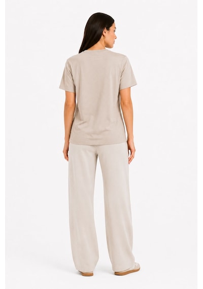 Neden Tekstil Kadın Bağlamalı Kısa Kollu Basic T-shirt - Bej