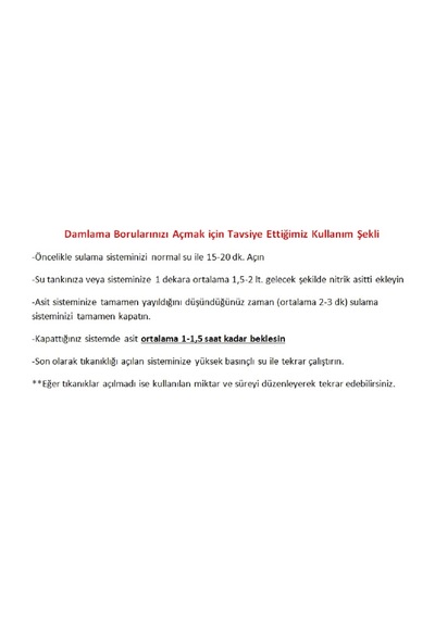 Igsaş Nitrik Asit DaMLama Borusu Açıcı Sıvı Gübre 20 L